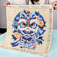 Auspicious Lion Blessing Cross Stitch Kit for Living Room and Bedroom, Chinese Style Handmade Embroidery