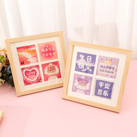 Oil Painting Style Four-Grid DIY Finished Painting, Happy Birthday, Newlywed Warm Gift, Oil Painting Photo Frame, Tabletop Small Greeting Card