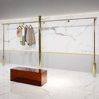 Wall-Mounted Stainless Steel Clothing Display Rack for Retail Stores