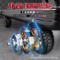 Foldable Steel Plate Platform Cart with Silent Wheels for Warehouse and Moving