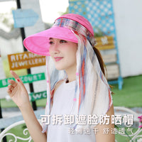 Women's Ice Silk Sun Protection Shawl Hat with Empty Top and Cooling Feel for Outdoor Activities