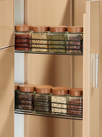 Square Spice Jars Set with Wooden Tray, High Borosilicate Glass Seasoning Containers for Kitchen Storage