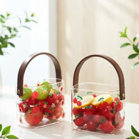 High Borosilicate Glass Fruit Basket Ice Bucket with Handle for Picnics and Parties
