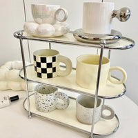 Creamy White Iron Art Desktop Mug Holder for Coffee and Tea Cups