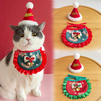 Pet Christmas Costume Set - Hat, Scarf, and Bib for Cats and Dogs