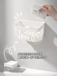 Wall-Mounted Facial Tissue Dispenser and Storage Box for Bathroom Vanity