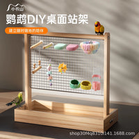 Parrot Desktop Perch Stand Bird Playstand for Budgies, Lovebirds, Cockatiels, Sun Conures - Entertainment Toy