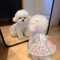 Pet Dog Cat Cherry Blossom Princess Dress for Small Breeds
