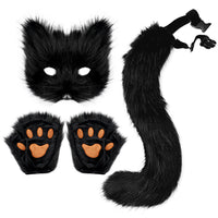 Halloween Fox Tail, Cat Ears, Mask & Paw Set for Cosplay Parties