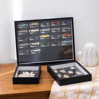 Magnetic Display Frame with Soft Magnetic Board and Buckles for Refrigerator, 7-8 Inch Storage Box for Badges and Collectibles