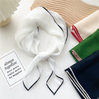 Solid Color Thin Square Silk Scarf for Women - Versatile Fashion Accessory for All Seasons