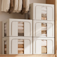 Extra Large Oxford Fabric Storage Box with Double Window, Foldable Clothes Organizer