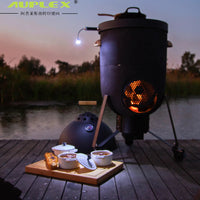 Outdoor 5-in-1 Kamado BBQ Grill with Pizza Oven and Tea Kettle Function