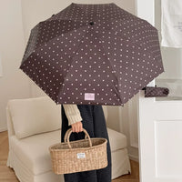 Jiaomei Korean Style Polka Dot Portable Umbrella, Dual-Use Sun and Rain Capsule Umbrella, Blackout Sunshade