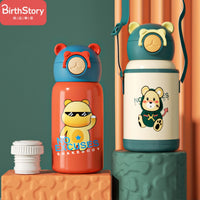 Kids' Insulated Water Bottle with Straw, 316 Stainless Steel, for School and Kindergarten, Smart Thermos