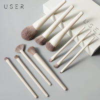 USER 10-Piece Zero Series Makeup Brush Set with Storage Options