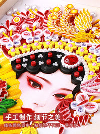 Chinese Opera Figure Quilling Art DIY Kit with Tools and Frame, Traditional Style Peking Opera Character Craft for Students and Kids