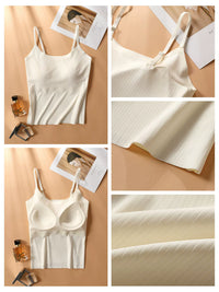 Women's Ice Silk Camisole with Built-in Bra Pads, Seamless Tank Top for Summer