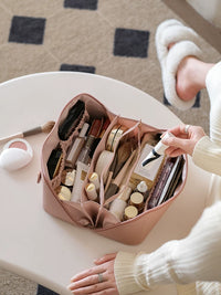 Lixu Portable Large Capacity Cosmetic Bag with Brush Holder, Travel Toiletry Organizer