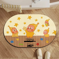 Cute Star Cartoon Diatomaceous Earth Bath Mat Absorbent Non-Slip Bathroom Toilet Room Door Floor Mat