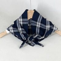 Japanese Style Plaid Color Block Scarf Small Necktie Retro Shawl Headscarf for Women