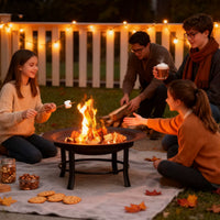 Outdoor Fire Pit with Grill Grate for Bonfire, BBQ, and Heating