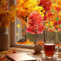 Thanksgiving Autumn Maple Leaf Window Clings for Home Party & Storefront Decor