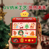 2026 Christmas Gift Box with Handle and Window, Cartoon Design, Large Capacity