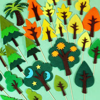 Christmas Felt Tree Cake Toppers Forest Theme Decorations