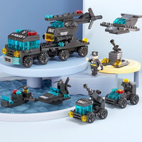 Compatible Tank Police Car Building Blocks Small Particle Assembly Vehicle Educational Toy Gift
