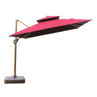 Outdoor Patio Cantilever Umbrella with Solar LED Lights and Marble Base