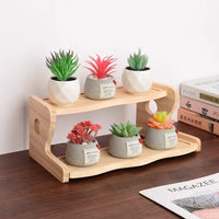 Solid Wood Desktop Organizer Shelf Multi-layer Storage for Office Desk Art Supplies Cosmetics Display