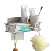 No-Drill Wall-Mounted Stainless Steel Bathroom Shelf with Toilet Paper Holder