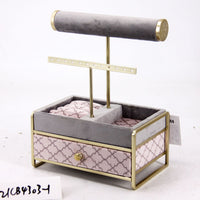 Velvet Jewelry Display Stand for Bracelets, Earrings, and Necklaces - Iron Art & Density Board Organizer