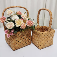 Hand-Woven Wood Chip Basket for Flowers and Gifts, Desktop Decor