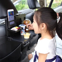 Car Seat Back Foldable Tray Table with Storage Box for Laptop and Dining