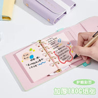 M5 Morandi Color Mini Portable 5-Hole Loose-Leaf Notebook with Elastic Band, Hardcover Sketchbook and Journal