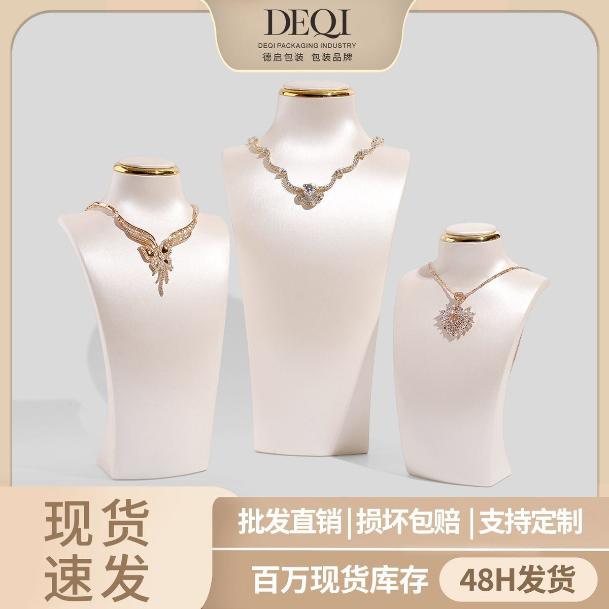 Mannequin Bust Necklace Display Stand with Metal Ring for Jewelry Counter
