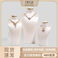 Mannequin Bust Necklace Display Stand with Metal Ring for Jewelry Counter