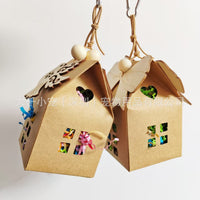 Parrot Chew Toy House with DIY Kraft Paper Hanging Ornament for Christmas