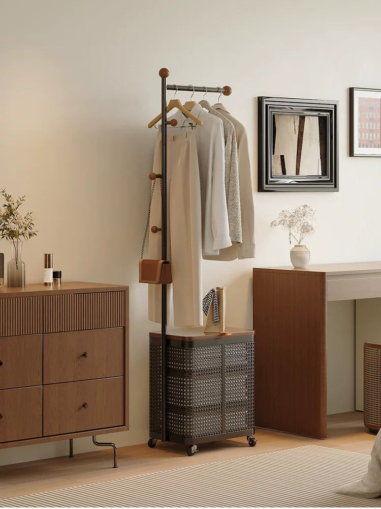 Freestanding Garment Rack with Storage Shelf, Metal Clothes Organizer for Bedroom and Living Room