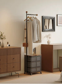 Freestanding Garment Rack with Storage Shelf, Metal Clothes Organizer for Bedroom and Living Room