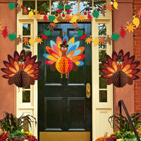 Thanksgiving Fall Party Decor Kit with Turkey Honeycomb Balls, Paper Fans, and Garland