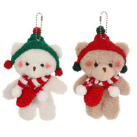 Christmas Scarf Bear Plush Keychain for Bags and Keys, Cute Stuffed Animal Doll Gift for Girls