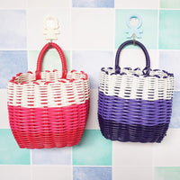 Plastic Imitation Rattan Woven Hanging Basket Pastoral Picking Basket Portable Door Back Kitchen Storage Bath Basket Home Storage