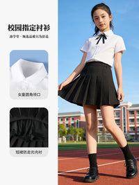Kids' Choir Performance Uniform Set - White Shirt, Black Pants & Bow Tie