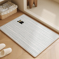 Cartoon Linen Weave Non-Slip Absorbent Bath Mat for Bathroom Entryway and Washstand