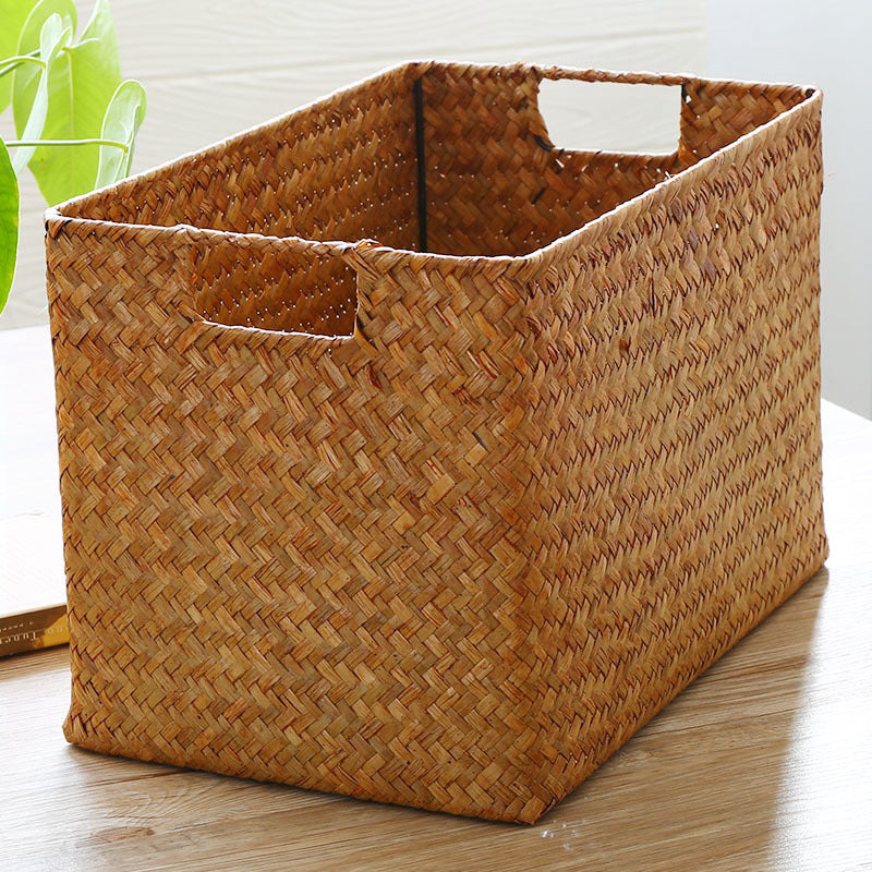 Handwoven Bamboo Wicker Storage Baskets with Handles for Home Organization