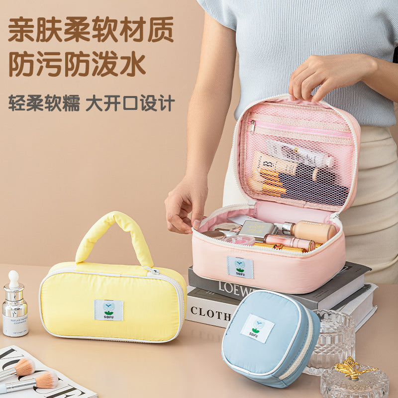 Nylon Portable Cosmetic Bag Waterproof Travel Toiletry Pouch with Cloud-like Feel