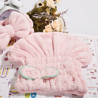YODOXIUI Bowknot Mushroom Quick Dry Hair Towel Wrap